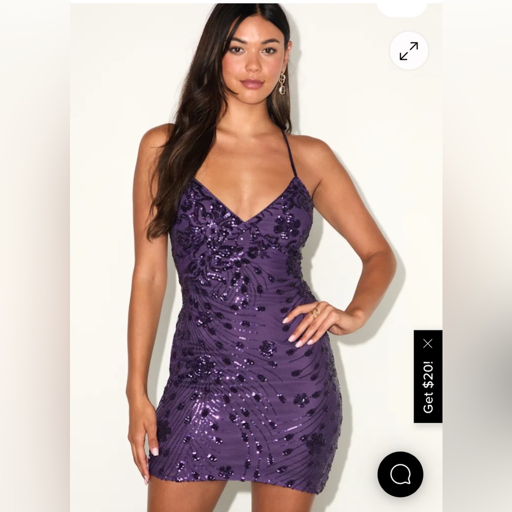 Lulus Purple Sequin Mini Dress (Size XXS)